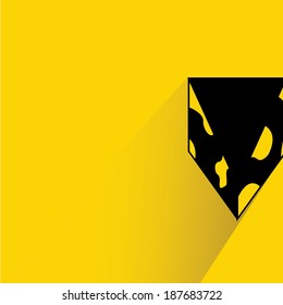 cheese on yellow background, shadow and flat style