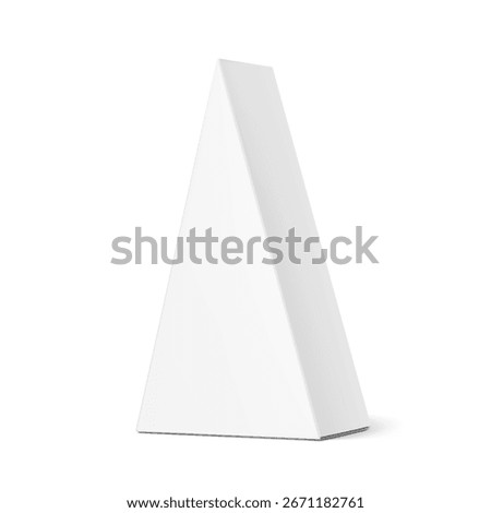 Cheese packaging triangle box mockup. Vector illustration isolated on white background. Front view. Can be use for template your design, presentation, promo, ad. EPS10.