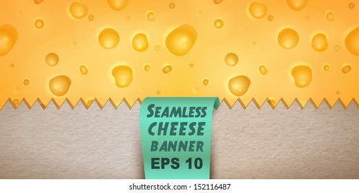 Cheese in paper bag banner - vector illustration for your business products.