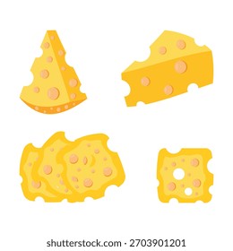 Ilustración vectorial de diseño de piezas y rebanadas de queso