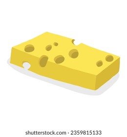 cheese parts and slices isolated on a white background. Cheese flat icon. Vector of cheese in flat style isolated on white background.