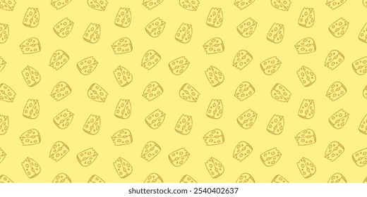 Cheese pattern background. Cheese doodle pattern background. Seamless Pattern of a Cheese. Seamless pattern of cheese doodle illustration background.