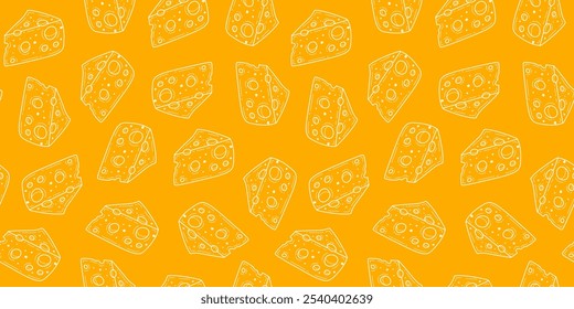 Fundo de padrão de queijo. Fundo de padrão de rabiscar queijo. Padrão sem emenda de um queijo. Padrão contínuo de fundo de ilustração de rabiscar de queijo.