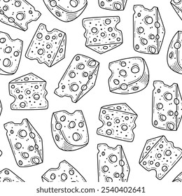 Cheese pattern background. Cheese doodle pattern background. Seamless Pattern of a Cheese. Seamless pattern of cheese doodle illustration background.