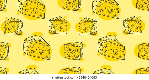 Cheese pattern background. Cheese doodle pattern background. Seamless Pattern of a Cheese. cheese doodle illustration background.
