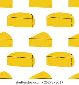 Design padrão de queijo com várias cunhas de queijo em um fundo branco
