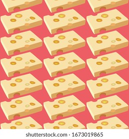 Cheese pattern, illustration, vector on white background.