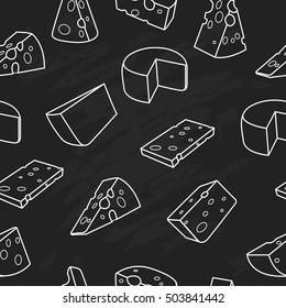 Cheese pattern. seamless on a black background.
