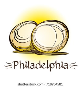 Cheese Philadelphia color illustration for menu design, packaging, for creating a logo or emblem.