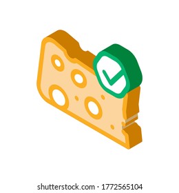 Cheese Piece Icon Vector. Isometric Cheese Piece sign. color isolated symbol illustration