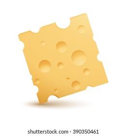 Cheese Piece isolated on white, Vector Illustration isolated on white.