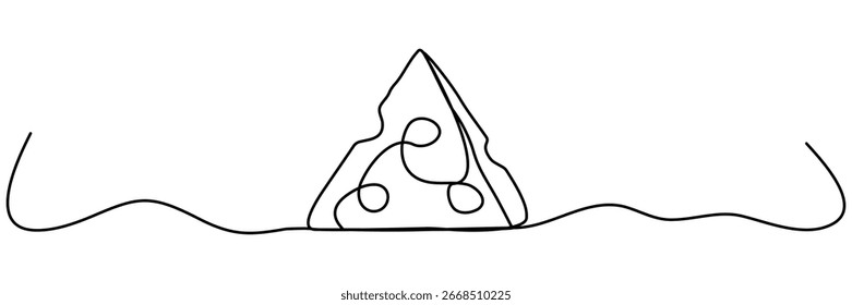 Cheese piece line continuous drawing. Milk product. Vector illustration isolated on white.
