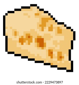 Cheese piece pixel art icon. Isolated vector illustration. 8-bit sprite. Design stickers, logo, mobile app.