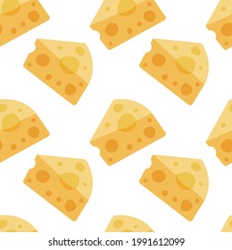 Cheese Piece Seamless Pattern. Chees Slice Hand Drawn Endless Background. Part Of Set.