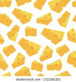 Cheese pieces vector seamless pattern seamless pattern on a white background for wallpaper, wrapping, packing, and backdrop.