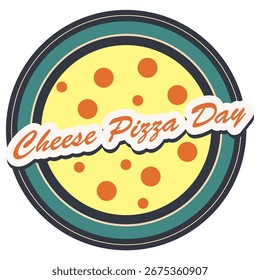 Aufkleber Cheese Pizza Day, Vektorgrafik