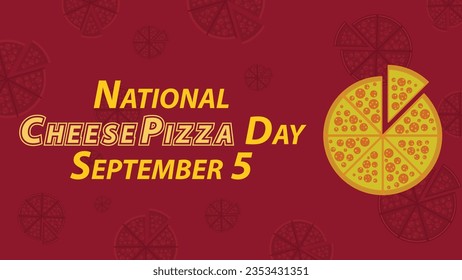 Diseño de banner vectorial del día de la pizza de queso. Feliz Día de la Pizza Queso, moderna y mínima ilustración de afiche.