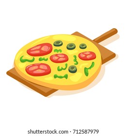 Cheese pizza icon. Isometric illustration of cheese pizza vector icon for web
