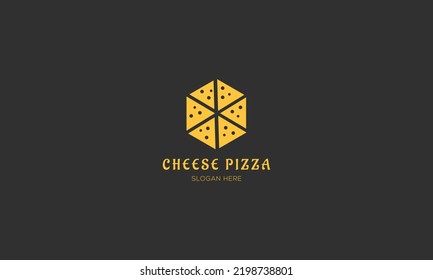 Cheese pizza logo Design, Restaurant pizza Logo, Minimal Pizza logo Design Vector Template