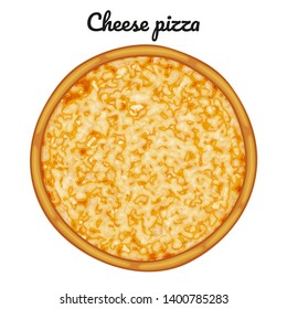 Cheese pizza. Object for packaging, advertisements, menu. Isolated on white. Vector illustration. Cartoon.