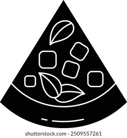 cheese pizza slice solid glyph vector illustration