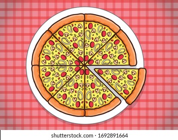 cheese pizza with vegetables slices with background clipart