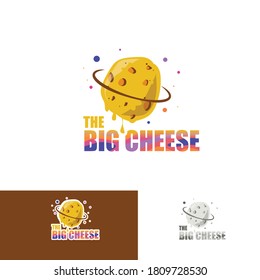 cheese planet logo template, food logo