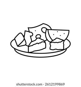 cheese platter french cuisine line icon vector. cheese platter french cuisine sign. isolated contour symbol black illustration