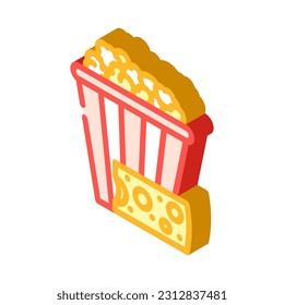 cheese popcorn food isometric icon vector. cheese popcorn food sign. isolated symbol illustration