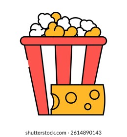 cheese popcorn food line icon vector. cheese popcorn food sign. isolated symbol illustration