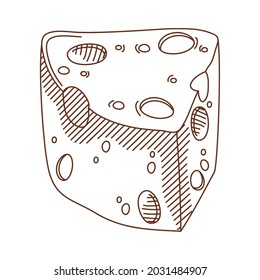 cheese portion sketch style icon