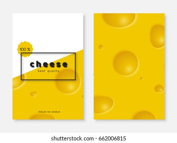 Cheese poster, menu design, natural bio product. Template for poster, brochure, card, flyer. Vector illustration