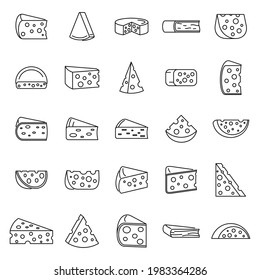Cheese product icons set. Outline set of cheese product vector icons for web design isolated on white background