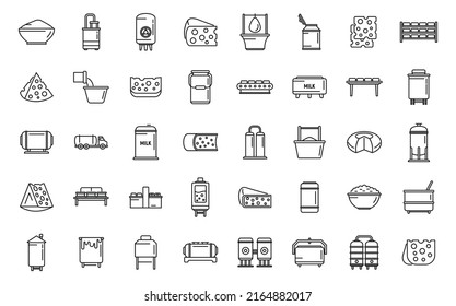 Die Käseherstellungssymbole setzen den Vektorgrafik. Milchkost. Buttermehl