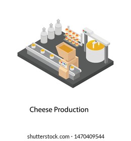 Cheese production isometric vector design 