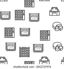 Cheese Production Vector Seamless Pattern Thin Line Illustration