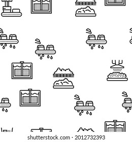 Cheese Production Vector Seamless Pattern Thin Line Illustration