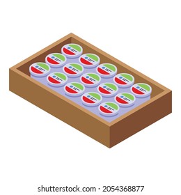 Käseprodukte - Symbol. Isometrisch zu Käseprodukten Vektorsymbol für Webdesign einzeln auf weißem Hintergrund