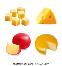 Cheese realistic collection set