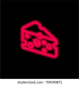 Cheese red glowing neon ui ux icon. Glowing sign logo vector