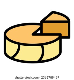 Cheese roll icon outline vector. Fondue dip. Fork food color flat