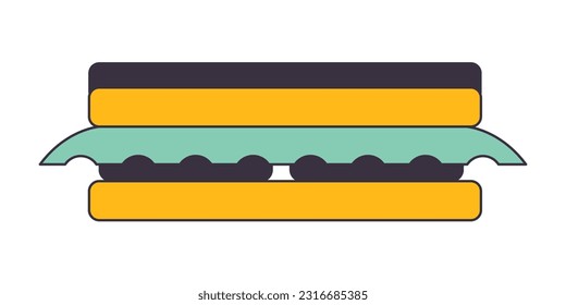 Cheese sandwich flat line color isolated vector object. Healthy fast snack for breakfast. Editable clip art image on white background. Simple outline cartoon spot illustration for web design