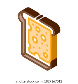 vector de icono del sándwich de queso. señal de sándwich de queso isométrico. ilustración de símbolo aislado de color