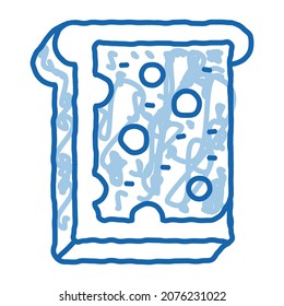 cheese sandwich sketch icon vector. Hand drawn blue doodle line art cheese sandwich sign. isolated symbol illustration