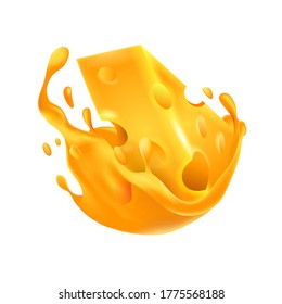 Cheese Sauce Drop Motion Delicious Caramel Sauce Vector 3d Illustration