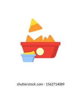 Cheese sauce nachos color icon. Simple line, outline vector of fast foot icons for ui and ux, website or mobile application