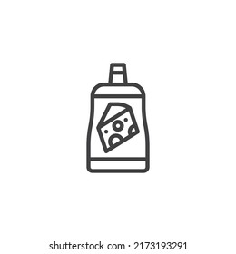 Cheese sauce pack line icon. linear style sign for mobile concept and web design. Cheese sauce outline vector icon. Symbol, logo illustration. Vector graphics