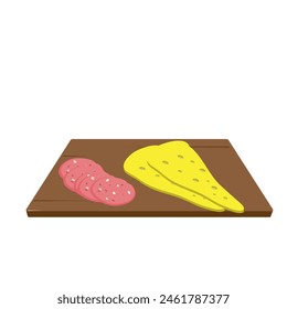 cheese sausage cut. Vector illustration