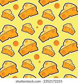 
Cheese seamless cartoon vector illustration