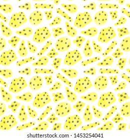 Cheese seamless pattern. Drawn by hand in the style of the sketch. Isolated vector.